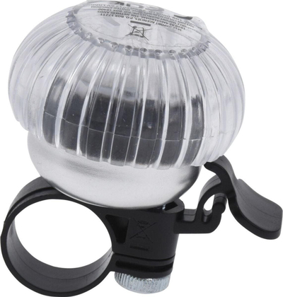Kambanë biçiklete me dritë LED, 6x6x4.8 cm, vihet kollaj, e zezë