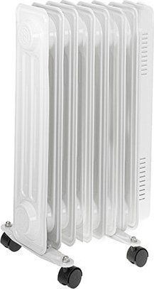 Radiator elektrik me vaj 1500W, 7 elementë, me rrota, i bardhë