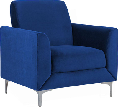 Fotelje Fenes Velvet, kadife, këmbë metal, blu e errët