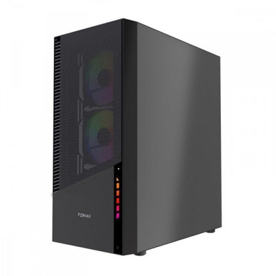 Kutia e kompjuterit Gembird Fornax 4300, MIDI Tower ATX, ARGB, e zezë