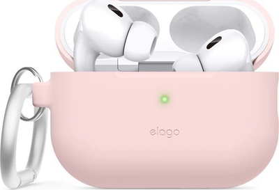 Силиконска навлака Elago Hang за Apple AirPods Pro 2, со карабинер, розова