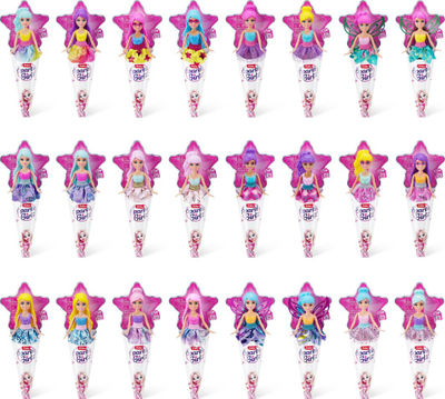 Kukull ZURU Sparkle Girlz Mini Pop, në paketim si kornet akulloreje, me flokë dhe fustan shumëngjyrësh