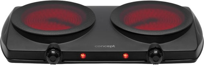 Електричен шпорет Vivax VE3060, две рингли, 2500W, црн