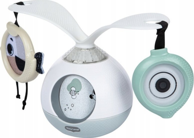 Lodër muzikore për karrocë Tiny Love Tummy Time, 2 në 1, seri Black and White Deco, bardh e zi