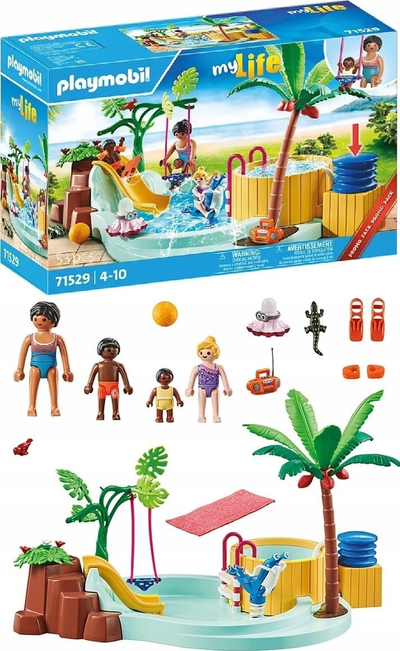 Set loje Playmobil My Life 71529, pishinë për fëmijë me xhakuzi, 53 pjesë, shumëngjyrësh