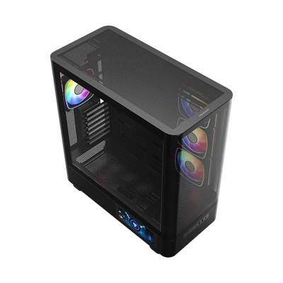 Kuti gaming MODECOM Volcano AQ400 ARGB, MIDI Tower, 4 ventilatorë ARGB, e zezë