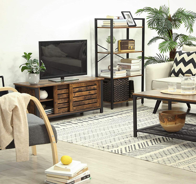 Raft librash VASAGLE LLS60BX, 4 kate, 120x66x30 cm, skelet metalik i zi, dru rustic brown
