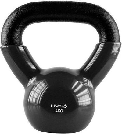  Peshë për ushtrime e gomuar Kettlebell HMS, 4 kg, e zezë
