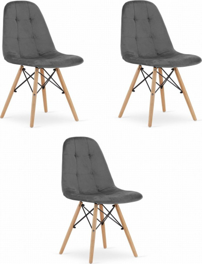 Karrige Velrov Elegant Ergonomic, për sallon edhe kuzhinë, këmbë druri, gri e errët