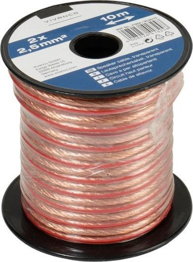 Kabllo boksi Vivanco 46824, 2x 2.5mm², 10m, transparente