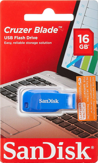 USB SanDisk Cruzer Blade, 16GB, USB 2.0, e zezë me të kuqe