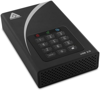 Надворешен цврст диск Apricorn Aegis Padlock DT ADT-3PL256-12TB, 12TB, USB 3.0, 256-bit енкрипција, црн