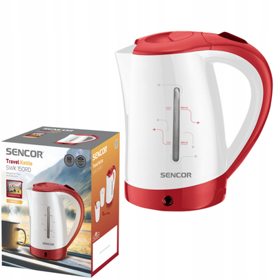 Çajnik elektrik Sencor SWK 150RD, 0.5L, 1100W, i bardhë e kuq