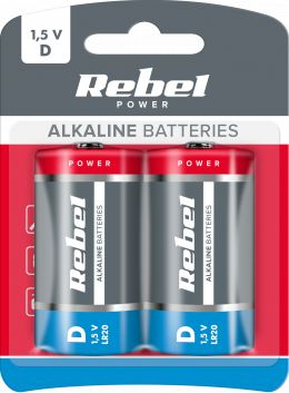 Bateri alkaline Rebel D R20, pako me 2 copë