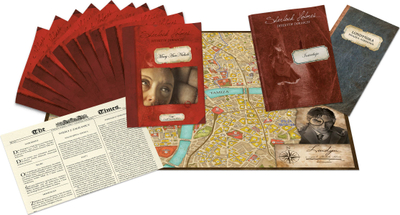 Lojë me letra Rebel Sherlock Holmes Consulting Detective, me bashkëpunim, mister me hetim, e kuqe