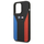 Këllëf telefoni BMW M Silicone për iPhone 15 Pro Max, me shirita blu edhe të kuq, i zi