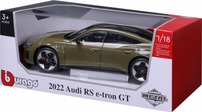 Maket makine Bburago Audi RS E-tron GT 2022, shkalla 1/18, me sunroof, jeshile e errët