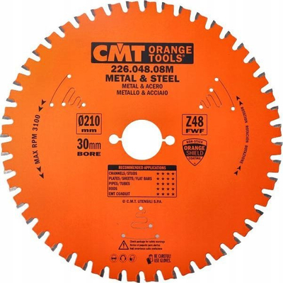 Disk sharrë për hekur CMT 226.048.08M, 210mm, vrimë 30mm, portokalli
