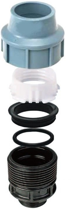 Lidhëse reduktuese me clamp për tuba PE, 63x40 mm, me vida, blu