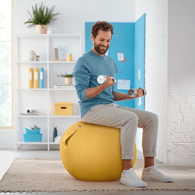Top ulës ergonomik Leitz Ergo Cosy, për ulje aktive, me dorezë, i verdhë
