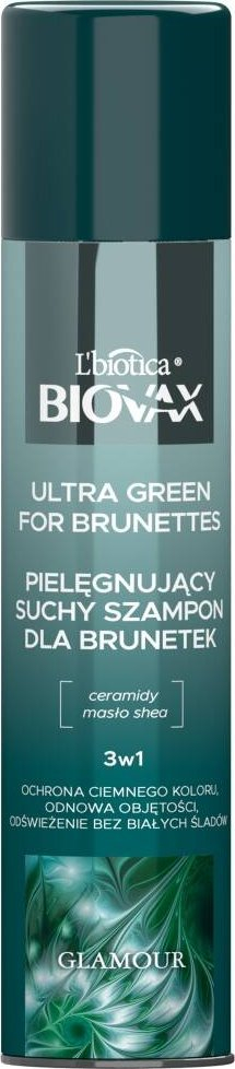 Shampo e thatë Biovax Glamour Ultra Green, për flokë kafe, 200 ml