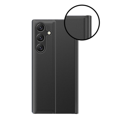 Futrollë Sleep View për Samsung Galaxy A35, me kapak flap, me qëndrim stand, e zezë