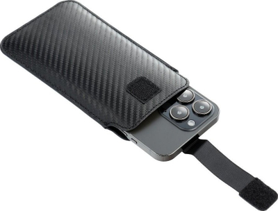 Këllëf telefoni Fontastic Pocket Carbon Size 03, universal, me rrip brezi, i zi