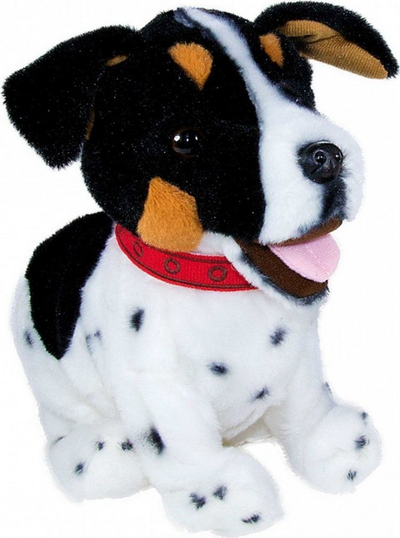 Lodër pelush interaktive Madej Figo, qen Jack Russel Terrier, reagon ndaj komandave, bardh e zezë