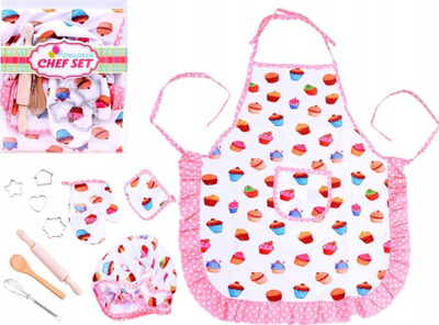 Set kuzhine për fëmijë For Chef ZA2816, përparëse dhe kapelë, aksesorë gatimi, shumëngjyrësh