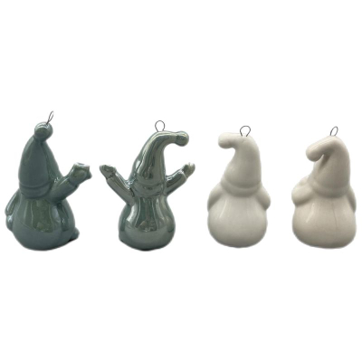 Stoli për pemë Saska Garden Christmas Ceramic Santa, qeramikë, 7.8 cm, i bardhë