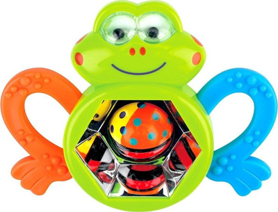Lodër për bebe Silly Froggy, me tinguj kërcitës, top rrotullues si kaleidoskop, jeshile