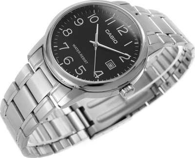 Ora dore Casio MTP-V002D-1B, analog, inoks, fushë e zezë