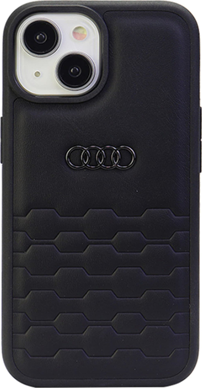 Këshe telefoni Audi GT me lëkurë sintetike, për iPhone 15 6.1", hardcase, e zezë