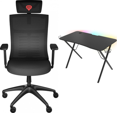 Set gaming Genesis Astat 200 G2 karrige dhe tavolinë Holm 200 RGB, 113 x 60 cm, e zezë
