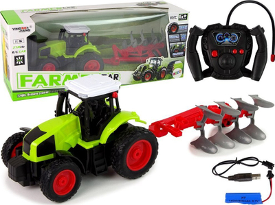 Traktor me telekomandë Leantoys R/C Tractor 1:16, shkallë 1:16, rrota gome, i gjelbër