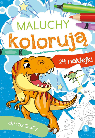 Libër me ngjyrosje Maluchy Koloruje Dinosaurs, me dinosaurë, me 24 ngjitëse, me shumë ngjyra