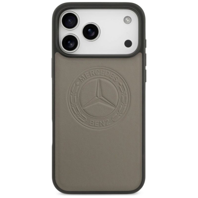 Kapak telefoni Mercedes Leather Vintage Logo MagSafe, për iPhone 17 Pro Max, lëkurë, bezhë
