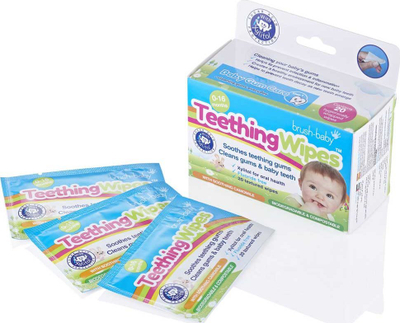 Peceta dentare BrushBaby Wipes with Xylitol, 20 copa, për foshnje