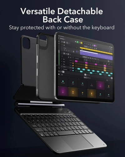 Mbrojtëse me tastierë ESR Rebound Magnetic 360, për iPad Pro 11" (M5) 2025, iPad Pro 11" (M4) 2024, e zezë