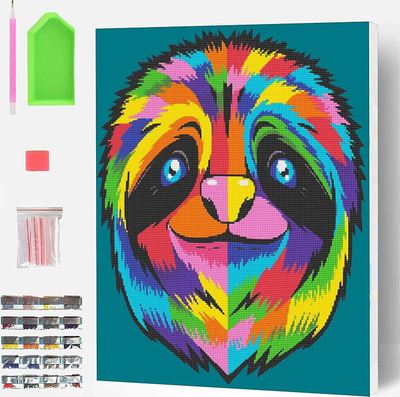 Set pikturimi me diamante Splat Planet Sloth, 40x30cm, kanavacë me kornizë, shumëngjyrësh