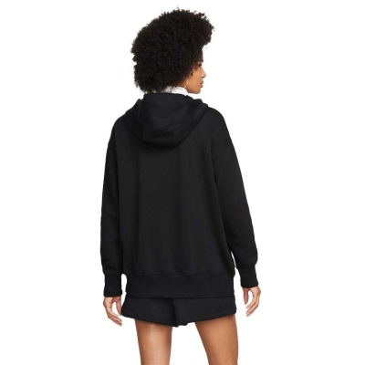 Блуза со капаче Nike Phoenix Fleece Oversized Full Zip, флис, со целосен патент, црна