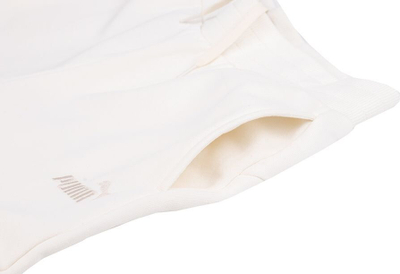 Спортски панталони Puma ESS+ Embroidery High-Waist FL W, висок струк, за жени, крем боја