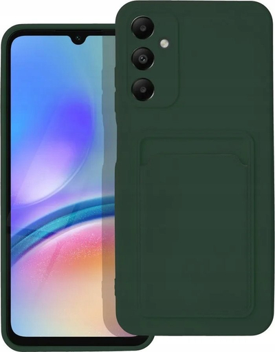 Maskë telefoni Futera Card Case për Samsung Galaxy A05s, silikon, me xhep karte, jeshile e errët