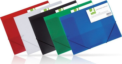 Dosje elastike Q-Connect PP, A4, 400 mikron, 3 ndarje, e bardhë transparente 