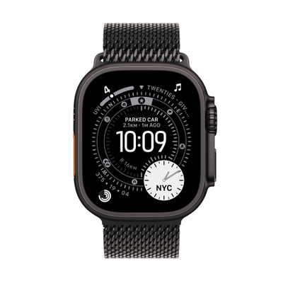 Apple Watch Ultra 3 Cellular 49mm Black Titanium Case with Black Titanium Milanese Loop, Small