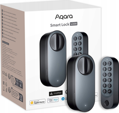 Паметна брава Aqara U200 Kit, NFC, PIN тастатура, црна