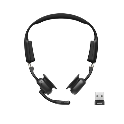 Безжични слушалки SHOKZ OpenMeet UC, Bluetooth, пренос преку коска, со USB A адаптер, сиви