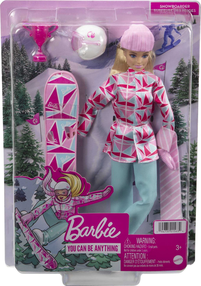 Kukull Barbie Winter Sports, me aksesorë sport dimëror, për fëmijë 3+