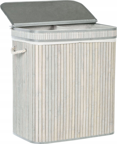Kosh rrobash Beliani Basket Kalthota, bambu, 60x52x34 cm, gri