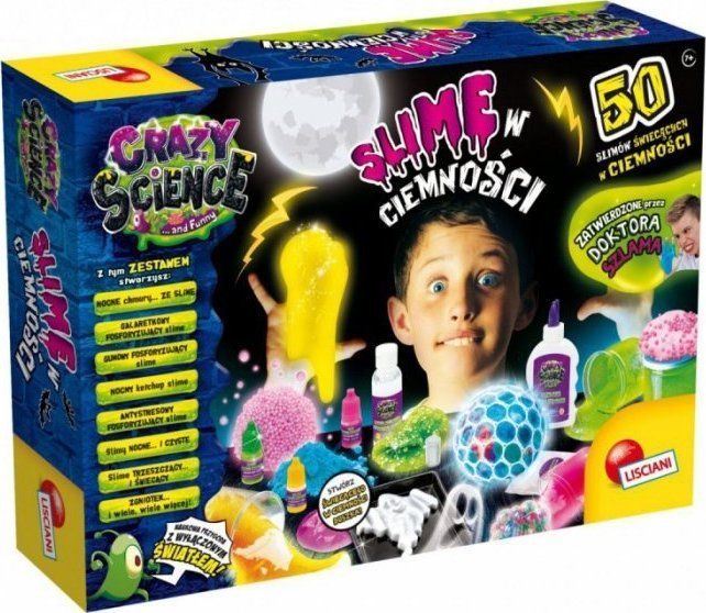 Set eksperimental Lisciani Crazy Science Slime in the Dark, slime që ndriçon në errësirë
